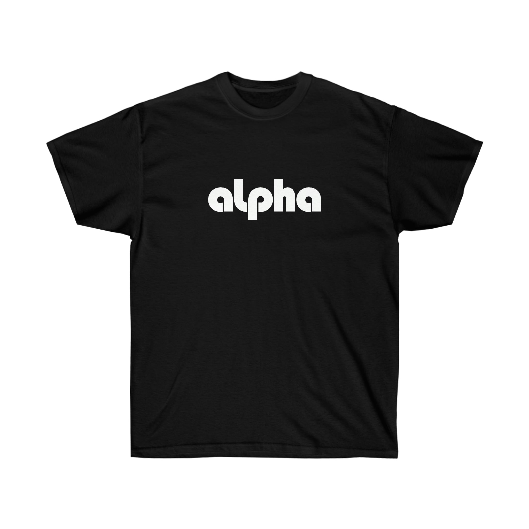 – tee cotton lowercase white clothing alpha alpha logo - unisex
