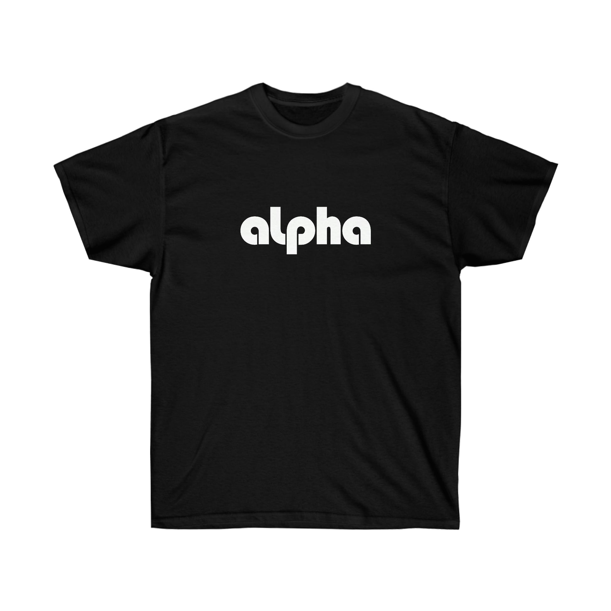 alpha unisex cotton white tee - – clothing alpha logo lowercase